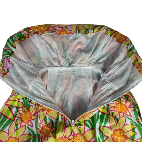 Lilly Pulitzer Wyatt Strapless Cotton Sun Dress Yellow Green Daffodils Size 0 - Picture 7 of 9